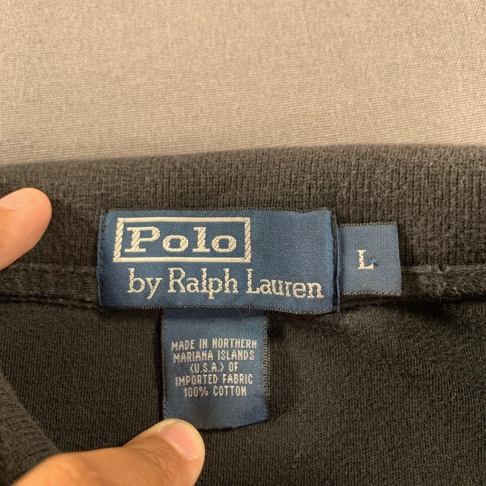 Polo Ralph Lauren Polo Shirt Mens LG Black Red Pony Embroidered Cotton USA‎ VTG